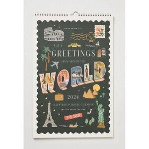 Anthropologie Rifle Paper Co Greetings World Traveler 2024 Calendar 12 Prints